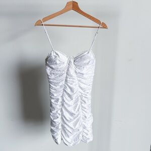 NWOT White For Love And Lemons Lace Ruched Mini Dress Sz Small